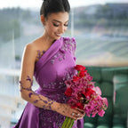 Arabisch Lila Meerjungfrau Satin Spitze Perlen Luxus Dubai Abendkleider Kleider 2025 Elegant Für Frauen Party LA72179 