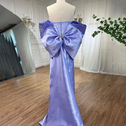 Vestido de noche árabe de sirena morada, de satén, sin tirantes, con chaqueta y cuentas, para mujer, 2025, para boda, fiesta, LA71897 
