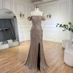 Karamellfarbenes Abendkleid für Damen, Hochzeitsfeier 2025, LA72603 