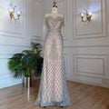 Arabisch Silber Nude Mermaid Elegante Quaste Perlen Luxus Dubai Abendkleider Kleider Für Frauen Party 2025 LA71906 