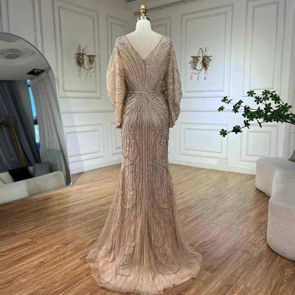 Arabic Tiffny Mermaid Black Luxury Beaded Evening Dresses Gowns Diamond For Women Wedding Party 2025 LA72288A