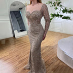 Arabisch Türkis Elegante Meerjungfrau Hohe Split Perlen Abendkleider Kleider 2025 Für Frauen Hochzeit Party LA72093 