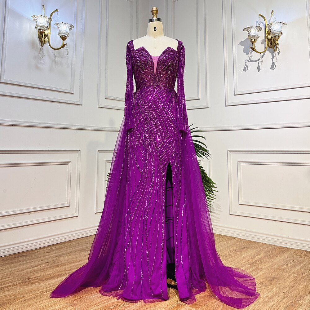 En oferta, sin devolución ni reembolso, vestido de noche árabe turquesa con escote en V, sirena, con cuentas, sexy, abierto, con abertura, para mujer, fiesta de boda LA72006 2025 