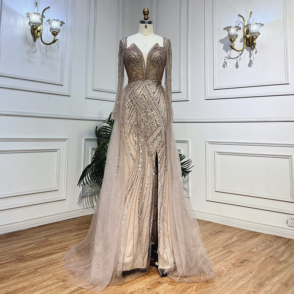 En oferta, sin devolución ni reembolso, vestido de noche árabe turquesa con escote en V, sirena, con cuentas, sexy, abierto, con abertura, para mujer, fiesta de boda LA72006 2025 