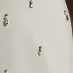 Vestido de noche árabe con hiyab blanco, elegante, estilo sirena, largo, con cuentas y satén, estilo Dubái, para mujer, fiesta, LA72487 