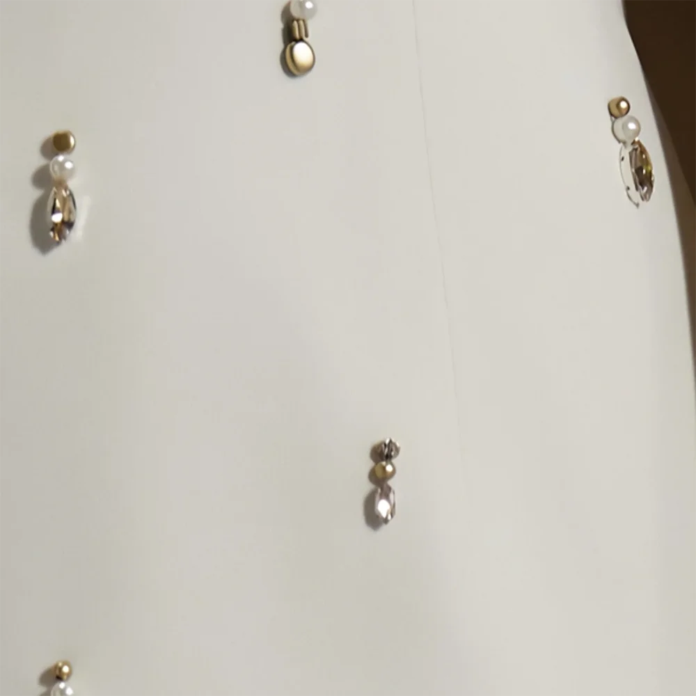 Vestido de noche árabe con hiyab blanco, elegante, estilo sirena, largo, con cuentas y satén, estilo Dubái, para mujer, fiesta, LA72487 