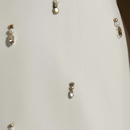 Vestido de noche árabe con hiyab blanco, elegante, estilo sirena, largo, con cuentas y satén, estilo Dubái, para mujer, fiesta, LA72487 