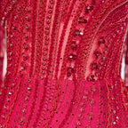 Arabic Wine Red Mermaid Elegant Cape Sleeves Beaded Luxury Evening Dresses Gowns For Women Party 2025 LA71838