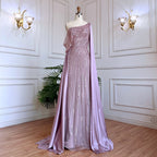 Vestido de noche elegante de sirena con mangas abullonadas y cuentas rosas, de lujo, para mujer, para fiesta de bodas, LA71694 