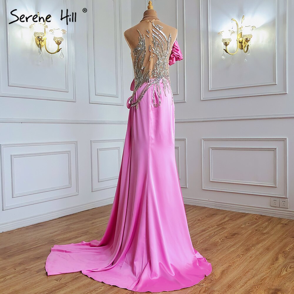 Vestido de noche con sobrefalda de sirena beige, elegante, de satén con cuentas, para mujer, fiesta, LA71199 