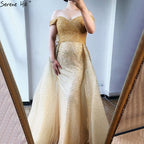 On Sale no return no refund Black Mermaid Sleeveless Sexy Off Shoulder Luxury Beaded Evening Dresses Gowns For Women Party 2025 LA70602