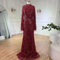 Schwarz Muslimischen Luxus Perlen Elegante Meerjungfrau Dubai Abendkleider Kleider für Frau Hochzeit Party 2025 LA72512 