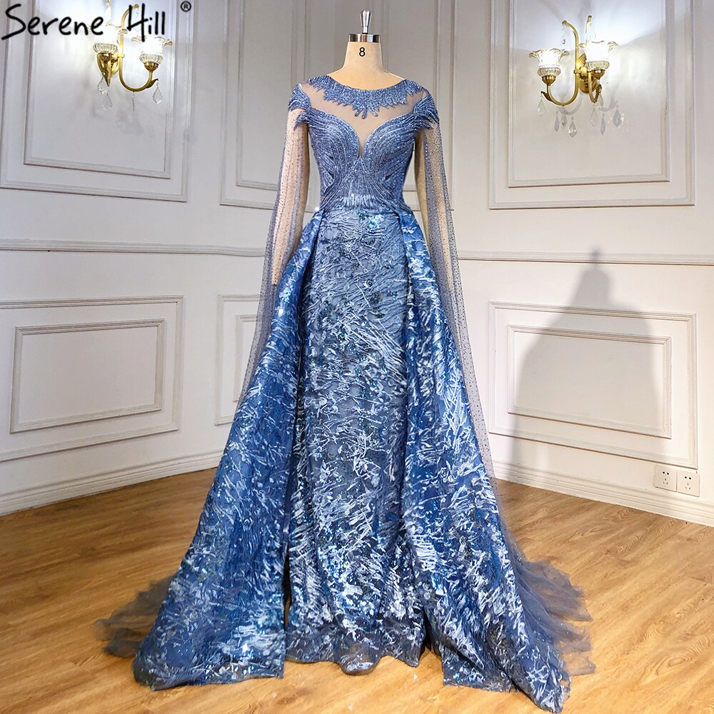 Black Sleeves  Luxury  2025 Lace Beaded Cape Sleeves  Mermaid Evening Gowns Elegant For Woman Party  LA71173