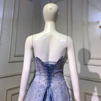 Vestidos de noche azules de corte A con cuentas y brillantes, 2025, sexys, de alta gama, con cordones para mujer, para fiesta, LA71636 