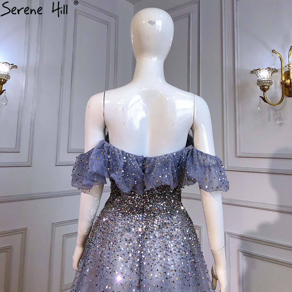 Blau A-Linie Luxus Abendkleider Kleider 2025 Schatz Perlen Bling Sexy Für Frauen Party LA71478 