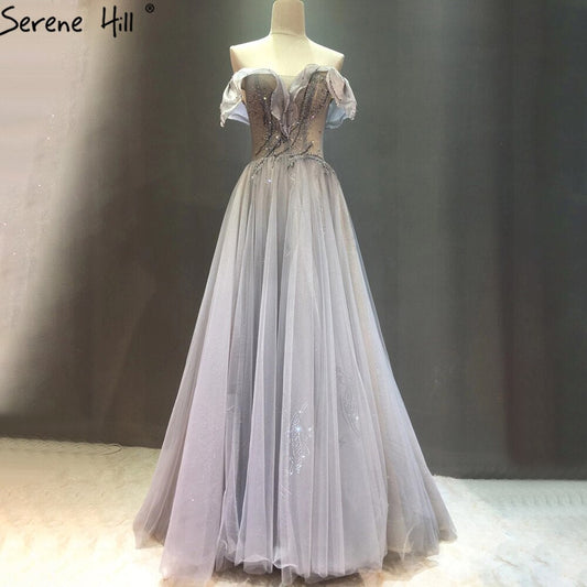 Blau A-linie Sexy Abendkleider Kleider 2025 Perlen Ärmellose Für Frauen Hochzeit Party LA71148 