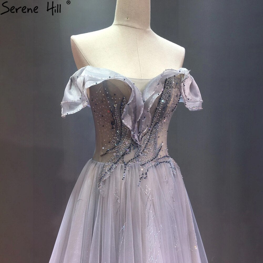 Blau A-linie Sexy Abendkleider Kleider 2025 Perlen Ärmellose Für Frauen Hochzeit Party LA71148 