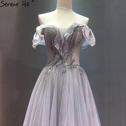 Blau A-linie Sexy Abendkleider Kleider 2025 Perlen Ärmellose Für Frauen Hochzeit Party LA71148 