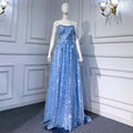 Vestidos de noche azules de lujo, corte A, 2025, con cuentas brillantes, sexys, para mujer, para boda, fiesta, LA71609 