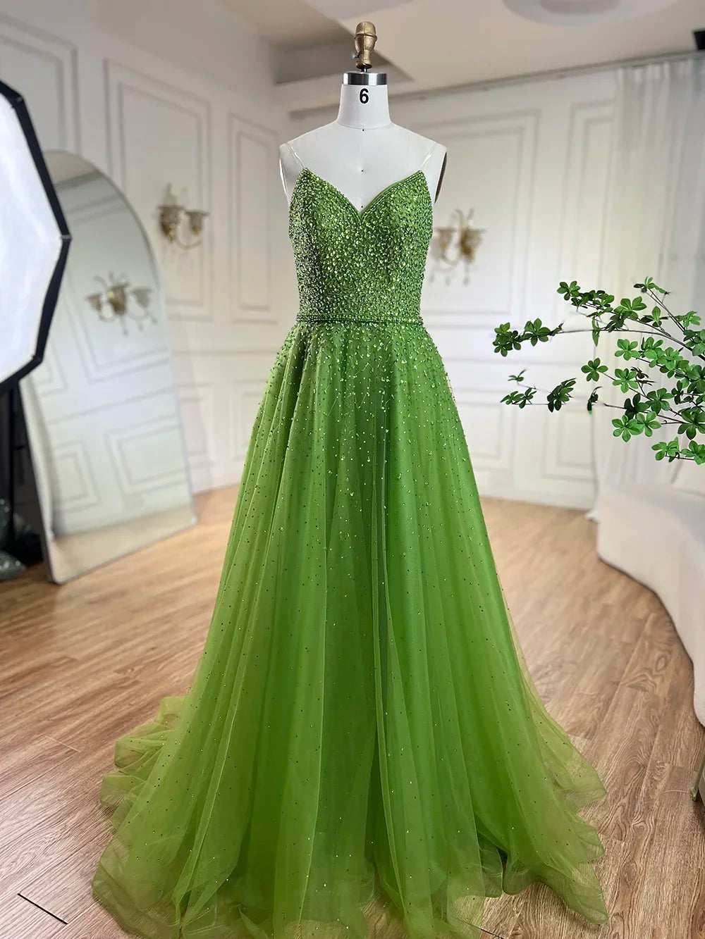 Vestidos de noche de lujo estilo Dubái con mangas abullonadas y corte A con cuentas, estilo árabe azul, para boda, 2025, LA72191 