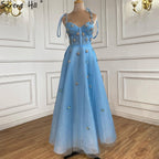 Vestidos de noche de corte A con diamantes azules, 2025, con escote en V profundo, sexys, largos hasta los tobillos, para mujer, fiesta, LA70862 