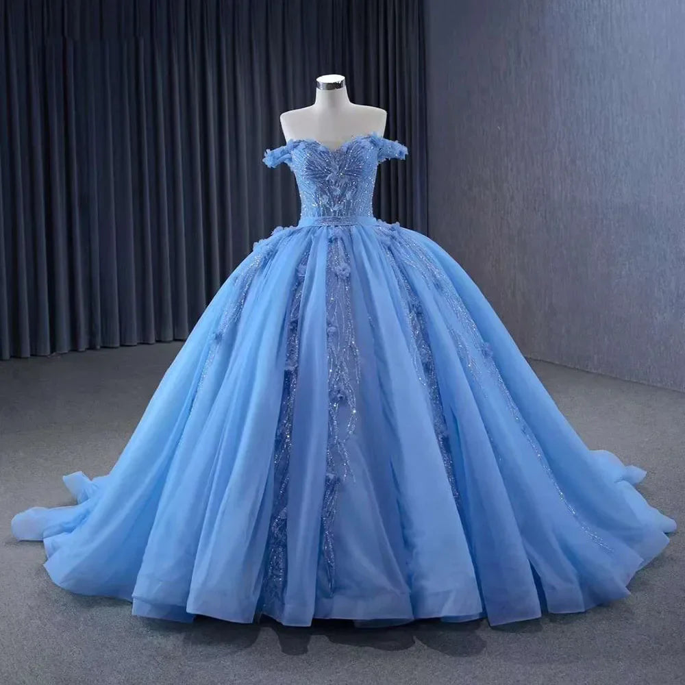 Cinderella Wedding Dress Blue Elegant Luxury Ball Gown Bride Gowns 2025 HM231124