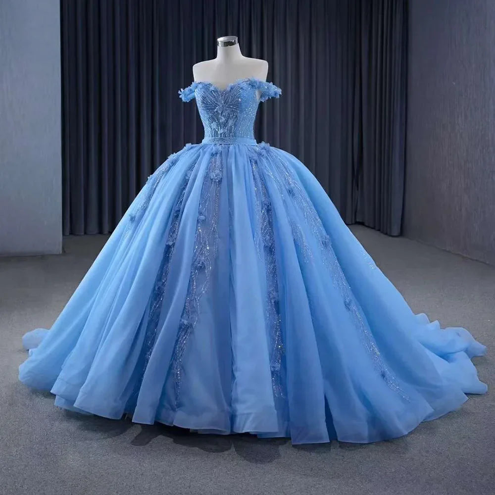 Cinderella Wedding Dress Blue Elegant Luxury Ball Gown Bride Gowns 2025 HM231124