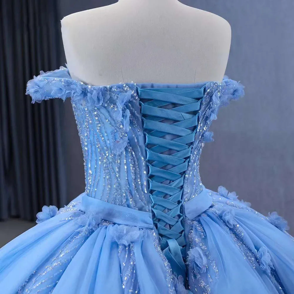 Vestido de novia Cenicienta azul elegante de lujo, vestido de novia 2025 HM231124 