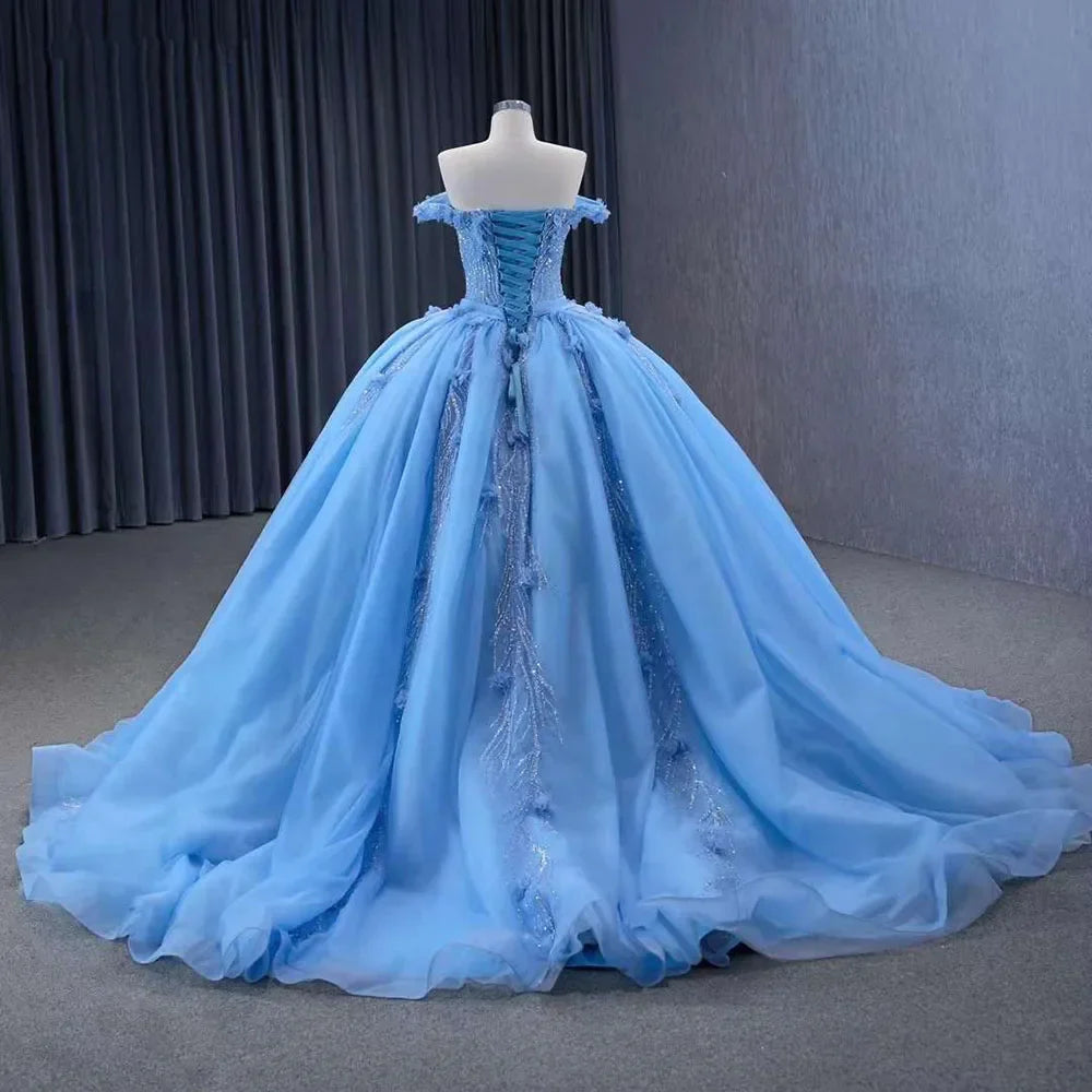 Vestido de novia Cenicienta azul elegante de lujo, vestido de novia 2025 HM231124 