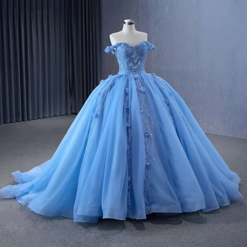 Cinderella Wedding Dress Blue Elegant Luxury Ball Gown Bride Gowns 2025 HM231124