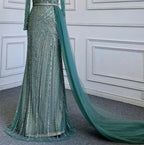 Blau Elegante Meerjungfrau Sexy Eine Schulter Perlen Luxus Abendkleider Kleider Für Frauen Party 2025 LA71429A 