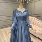 Azul Kralen Cape Mouwen Avond Jurken 2025 A-lijn Luxe Voor Vrouwen Wedding Party LA71550 