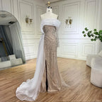 Blau Meerjungfrau Elegant Eine Schulter Abendkleider Kleider Luxus Perlen Perlen Für Frauen Hochzeit Party 2025 LA72244 