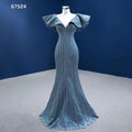 Blaue Meerjungfrau Elegante V-Ausschnitt Luxus Perlen Abendkleider Kleider für Frauen Party 2025 High-End-Maß HM67524 