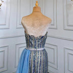 Blaue Meerjungfrau Elegant Mit Rock Sexy Trägerlosen Abendkleider Kleider Luxus Perlen 2025 Für Frauen Party LA71743 