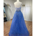 Blaue Meerjungfrau High Split mit Rock Sweetheart trägerlosen Perlen Party Kleider formale Frauen Abend 2025 LA71796 