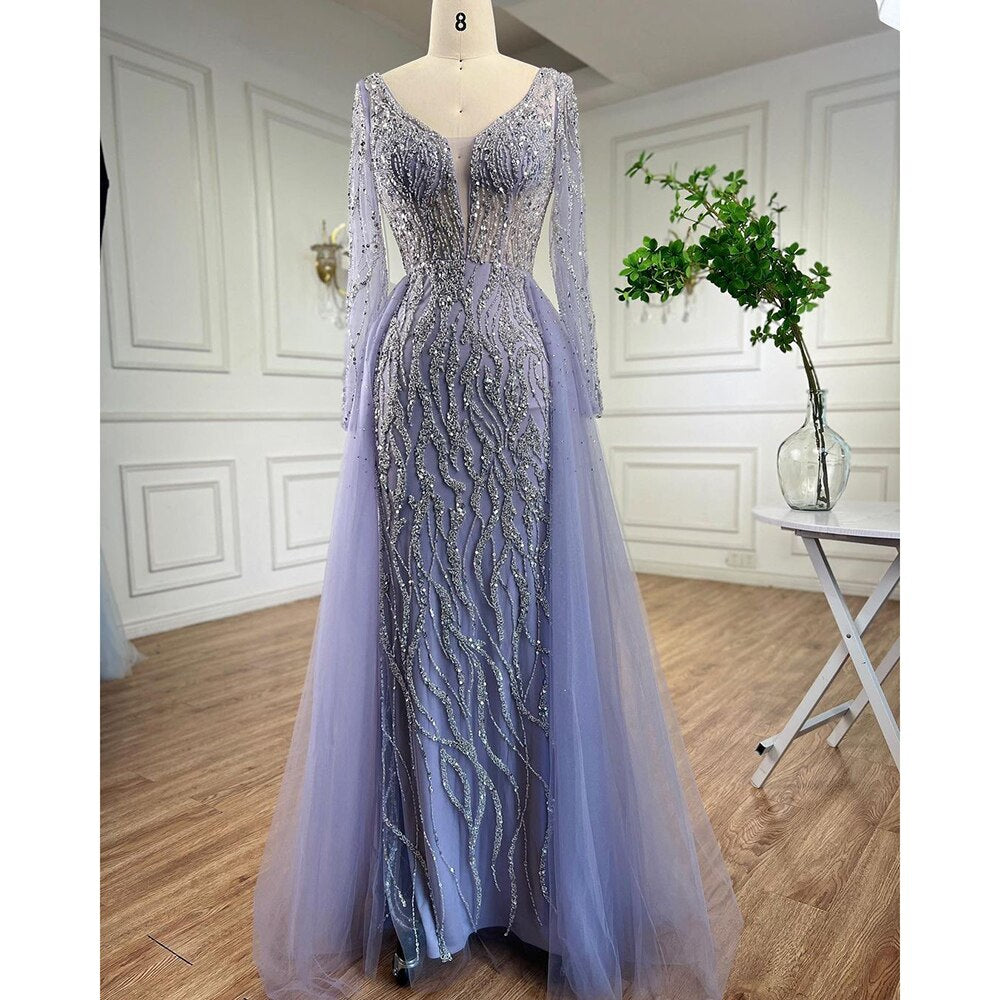 Blaue Meerjungfrau Sexy Elegant Eine Schulter Abendkleider Kleider Perlen Luxus 2025 Für Frauen Party LA71629 