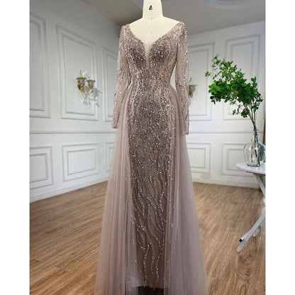Blaue Meerjungfrau Sexy Elegant Eine Schulter Abendkleider Kleider Perlen Luxus 2025 Für Frauen Party LA71629 