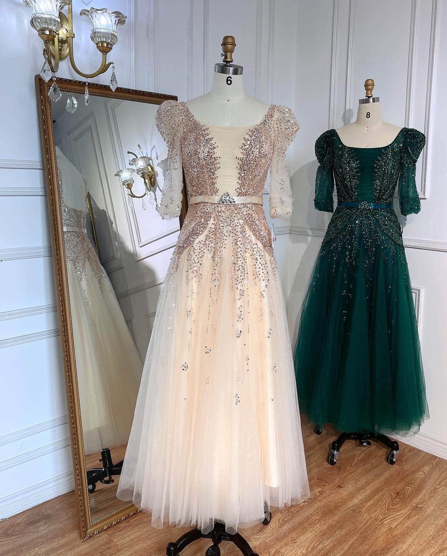 Blaues Midi-Abendkleid 2025 Luxus Dubai Muslim Knöchellänge Arabisch Kurzes Hochzeits- und Partykleid LA71631A 