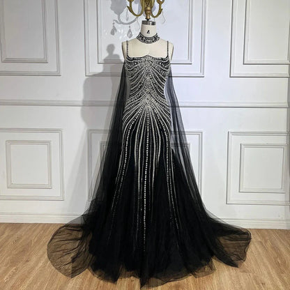Vestido de noche de lujo con tirantes finos, estilo sirena, con cuentas y cordones, para mujer, para fiesta de boda, LA72440 