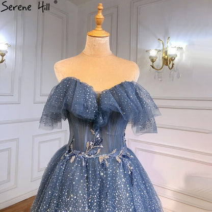 Blaue Sweetheart Abendkleider Kleider 2025 Perlen Tiered Bling Sexy Für Frauen Party LA71450 
