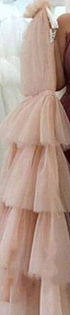 Zartrosa A-Linien-Abendkleid, ärmellos, gestuft, schlicht, knöchellang, formelles Kleid, Design 2025, LA70700 