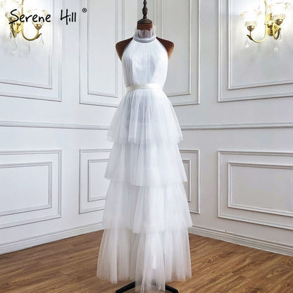 Zartrosa A-Linien-Abendkleid, ärmellos, gestuft, schlicht, knöchellang, formelles Kleid, Design 2025, LA70700 
