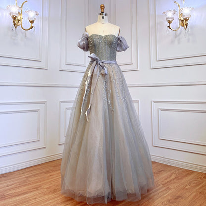Erröten Rosa A-Linie Sexy Off Schulter Arabisch Perlen Kristall Luxus Abendkleid Frauen Formale Prom Dresse LA71745 
