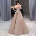 Blush Pink Sleeveless A Line Boat Neck Beaded Luxury Feathers Party Dresses Formal Women Evening 2025 LA71797