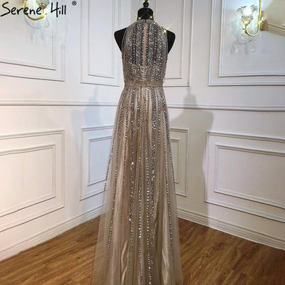 Vestidos de noche marrones de lujo, corte A, 2025, con borlas y cuentas, sexys para mujer, para fiesta, LA71085 