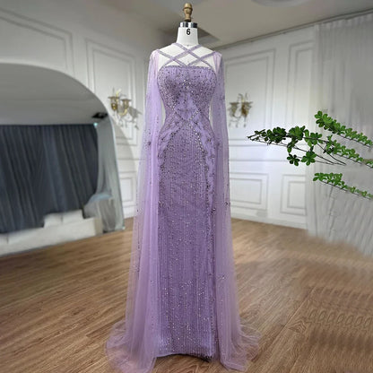Elegante vestido de noche color caramelo con mangas largas y cuentas, corte sirena, de lujo, estilo Dubái, para mujer, para boda, fiesta, 2025, LA71905B 