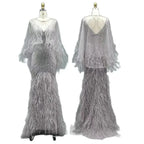 Karamell Meerjungfrau Perlen Abendkleider Kleider Feder Luxus Elegante Für Frau Hochzeit Party 2025 LA71866 