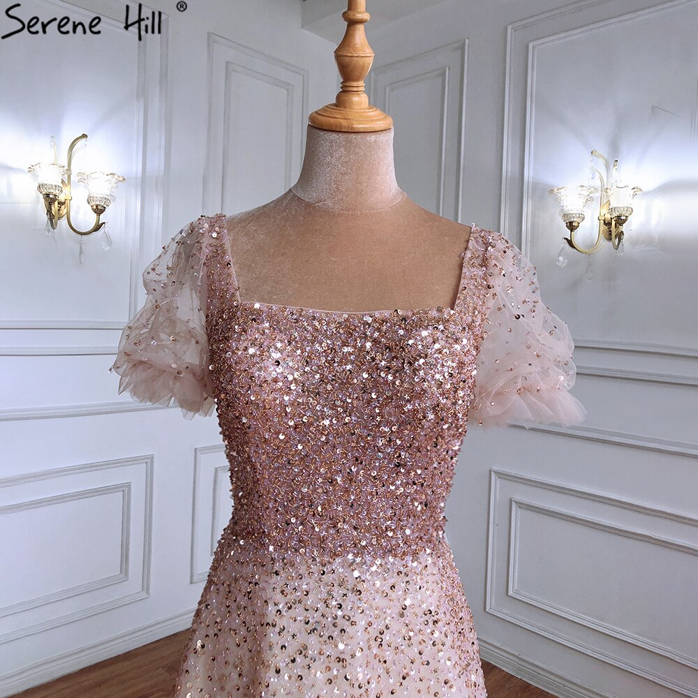 Vestidos de noche sexys color champán, corte A, con cuentas brillantes y cordones, para mujer, fiesta, LA71153 