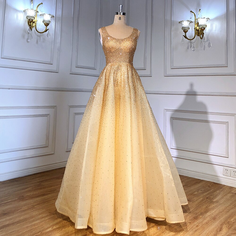 Vestido de noche de lujo estilo Dubái, corte A, con cuentas de cristal, sexy, con cordones, para mujer, para boda o fiesta, LA70232 